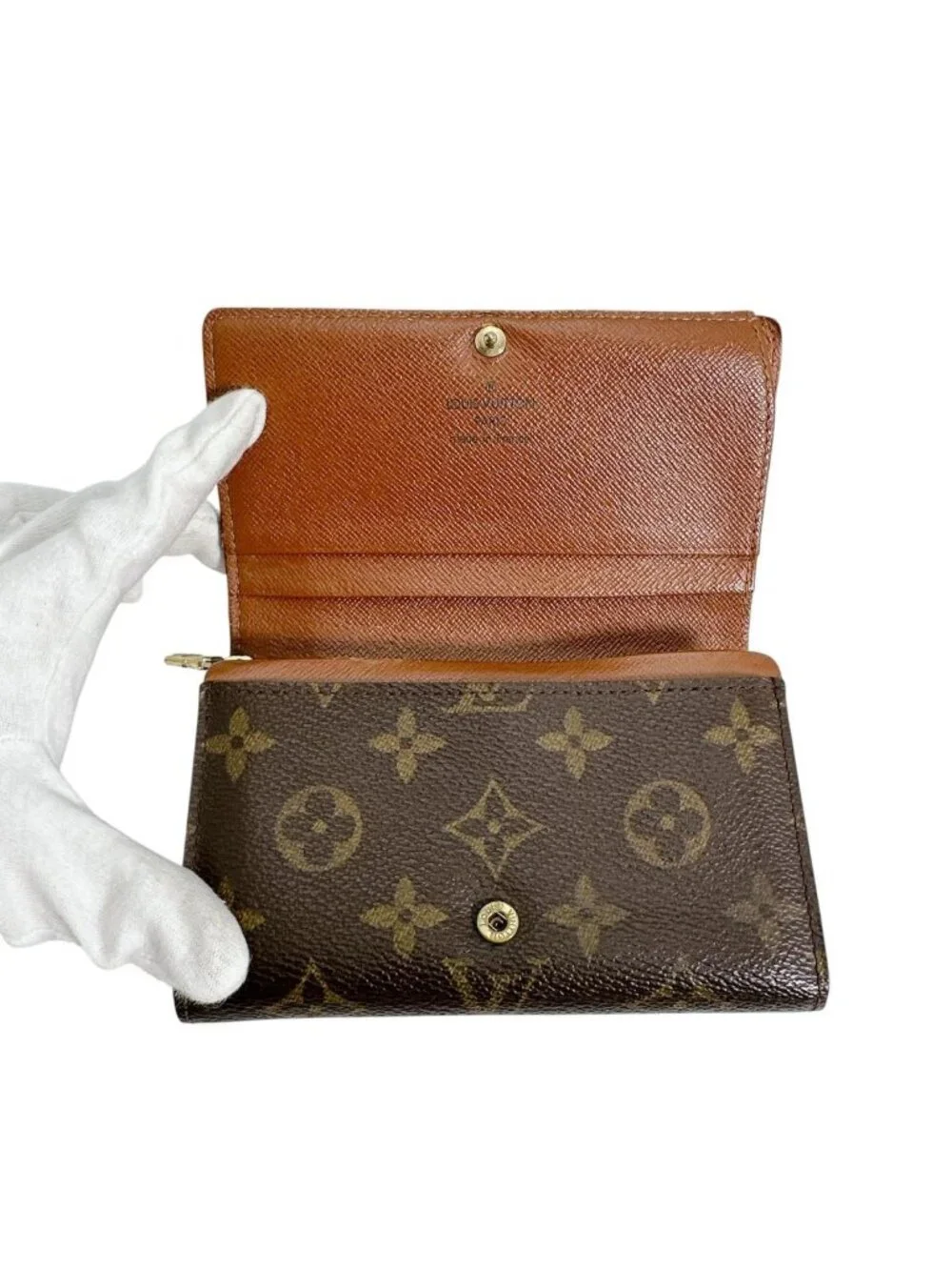 ★SOLD★ Louis Vuitton Monogram L-shaped Zipper Porte Monnaie Vie Tresor Fold - Picture 7 of 15